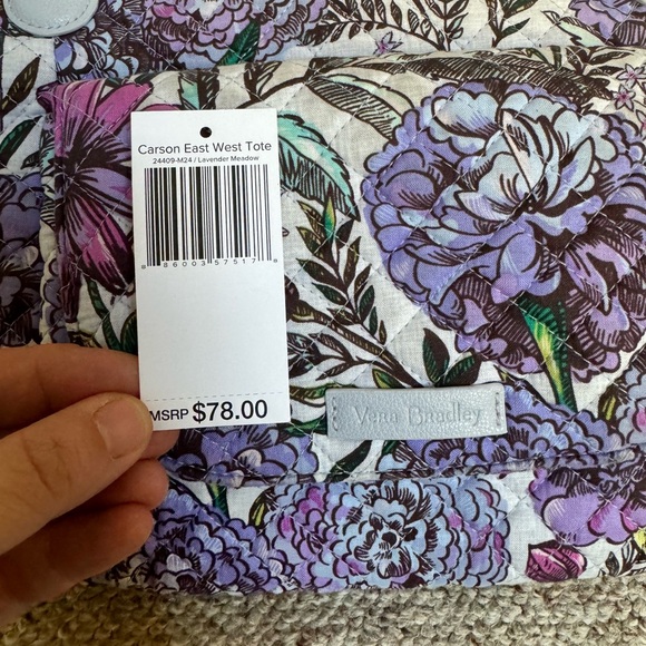 Vera Bradley Carson East West Tote in Lavender Meadow - Picture 8 of 9